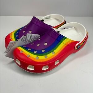 Crocs Classic Men's 10 Women's 12 Rainbow Dye Slip-On Comfort Clogs Unisex Adult